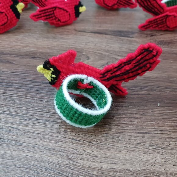 10 Cardinal Bird Needlepoint Napkin Holders Christmas - Picture 5 of 5